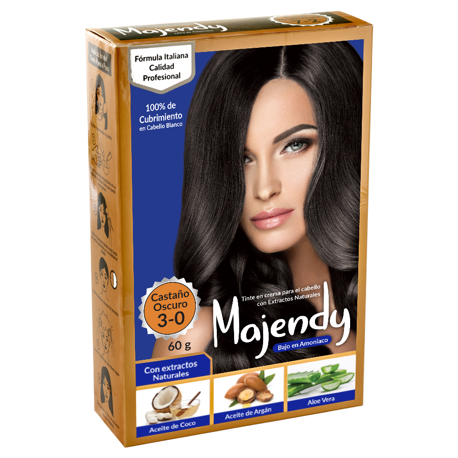 TINTE CREMA BAJO 3-0 CASTAÑO OSCURO MAJENDY