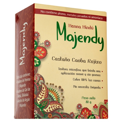 HENNA INDU CASTAÑO CAOBA ROJIZO X 80 GR MAJENDY