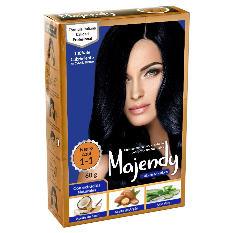 TINTE CREMA BAJO 1-1 NEGRO AZUL MAJENDY