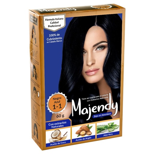 TINTE CREMA BAJO 1-1 NEGRO AZUL MAJENDY