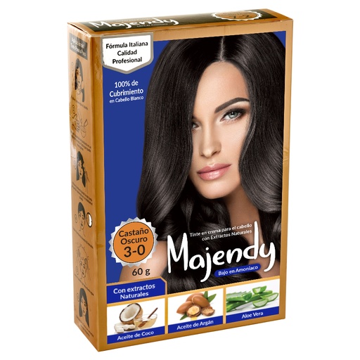 TINTE CREMA BAJO 3-0 CASTAÑO OSCURO MAJENDY