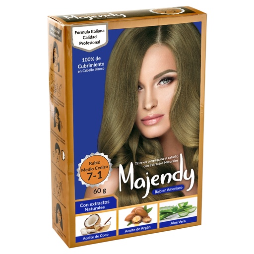 TINTE CREMA BAJO 7-1 RUBIO MEDIO CENIZO MAJENDY
